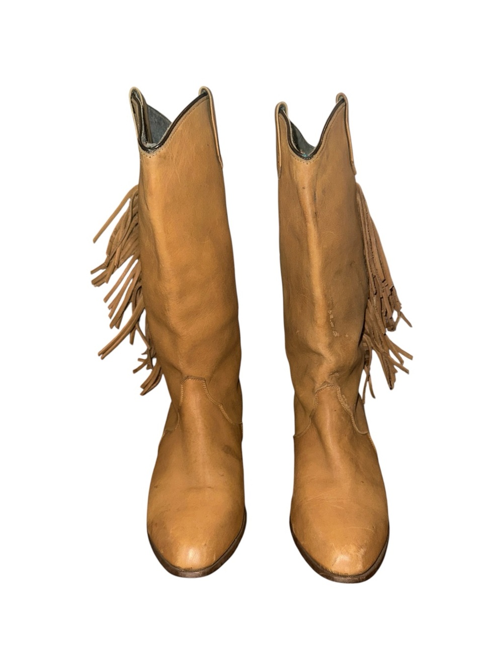 Oak Tree Farm Fringe Western Tall Boots - Tan Leather
